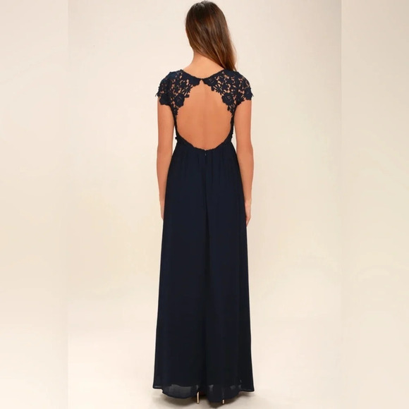 Lulus The Greatest Navy Blue Lace Maxi Dress - Picture 2 of 7